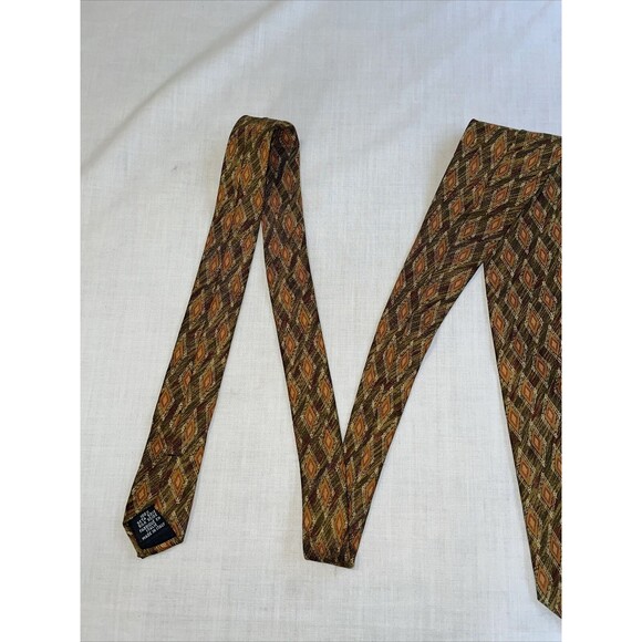 Rubinacci Italy Men’s Dress Tie Size 56” Gold Argyle Silk Business Formal Party - Picture 7 of 12